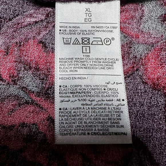 Old Navy Burgundy Orange Sun Mini Dress Fit Flared Floral Classic Summer Sz XL - Picture 7 of 9